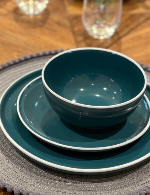 Karmaindika_ Premium Rustic Plate with Blue Porcelain Tableware with White Trim